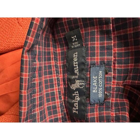 Ralph Lauren Blake classic red/navy cotton long sleeve button-down shirt Size M - Picture 7 of 7